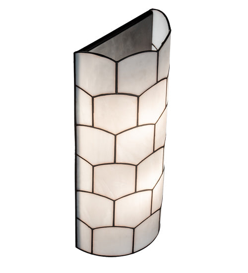 Meyda Lighting Vincent 8" 2-Light Craftsman Brown Honeycomb Wall Sconce With White Art Shade Glass