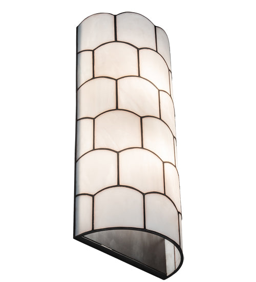 Meyda Lighting Vincent 8" 2-Light Craftsman Brown Honeycomb Wall Sconce With White Art Shade Glass