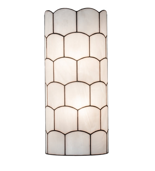 Meyda Lighting Vincent 8" 2-Light Craftsman Brown Honeycomb Wall Sconce With White Art Shade Glass