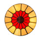 Meyda Lighting Vincent 8" 3-Light Craftsman Brown Honeycomb Flush Mount Light With Red & Beige Stained Shade Glass