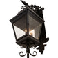 Meyda Lighting Vincente 11" 3-Light Blackwash Lantern Wall Sconce With Clear Seeded Shade Glass