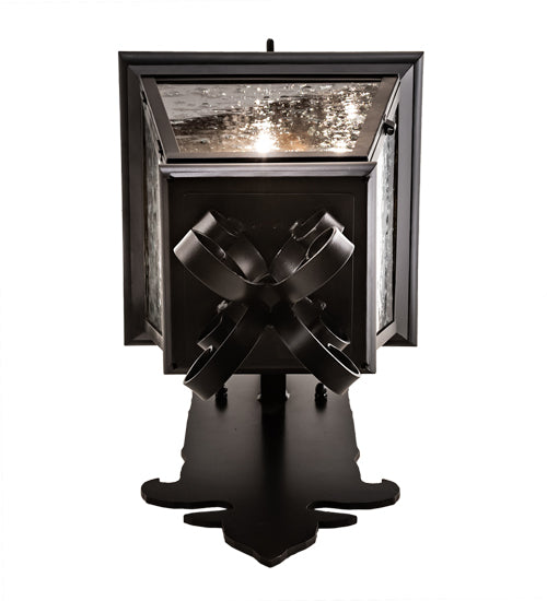 Meyda Lighting Vincente 11" 3-Light Blackwash Lantern Wall Sconce With Clear Seeded Shade Glass