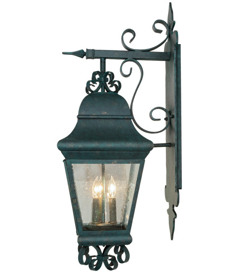 Meyda Lighting Vincente 11" 3-Light Golden Verdigris Wall Sconce With Clear Seeded Shade Glass