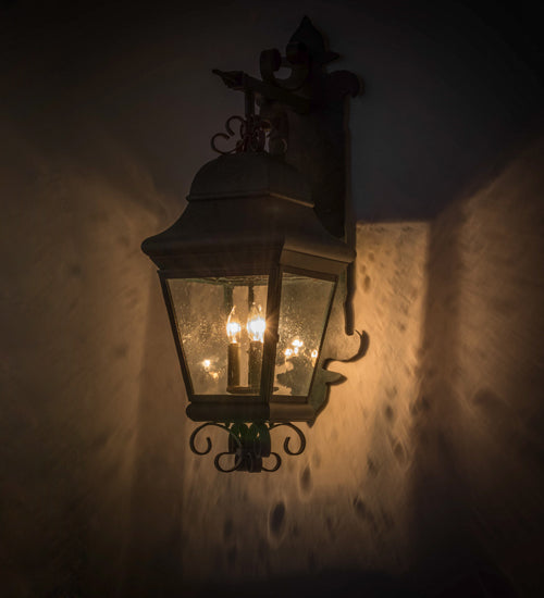 Meyda Lighting Vincente 11" 3-Light Golden Verdigris Wall Sconce With Clear Seeded Shade Glass