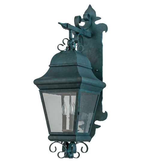 Meyda Lighting Vincente 11" 3-Light Golden Verdigris Wall Sconce With Clear Seeded Shade Glass