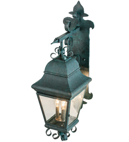 Meyda Lighting Vincente 11" 3-Light Golden Verdigris Wall Sconce With Clear Seeded Shade Glass