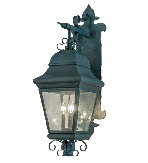Meyda Lighting Vincente 11" 3-Light Golden Verdigris Wall Sconce With Clear Seeded Shade Glass
