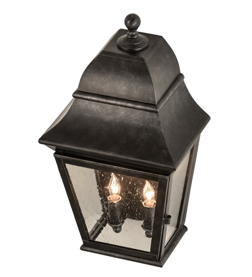 Meyda Lighting Vincente 9" 2-Light Smoke Wall Sconce With Clear Seeded Shade Glass