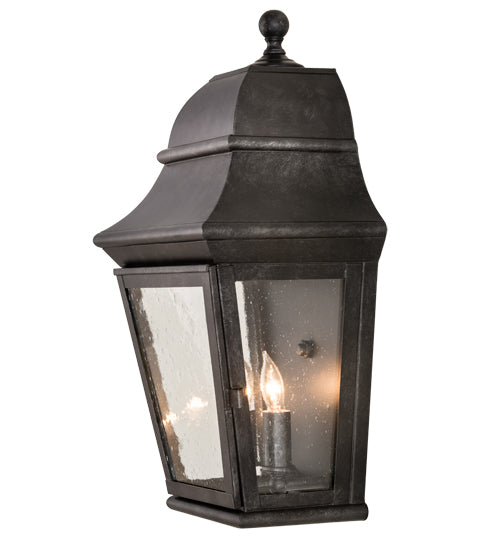 Meyda Lighting Vincente 9" 2-Light Smoke Wall Sconce With Clear Seeded Shade Glass