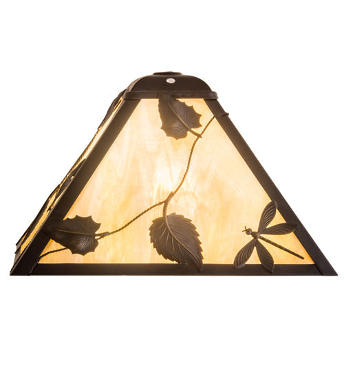 Meyda Lighting Vine Leaf 13" Craftsman Brown Frame With Beige Iridescent Shade Glass