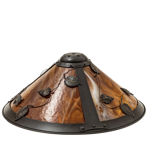 Meyda Lighting Vine Leaf 16" Craftsman Brown Frame With Honey Amber Shade Glass