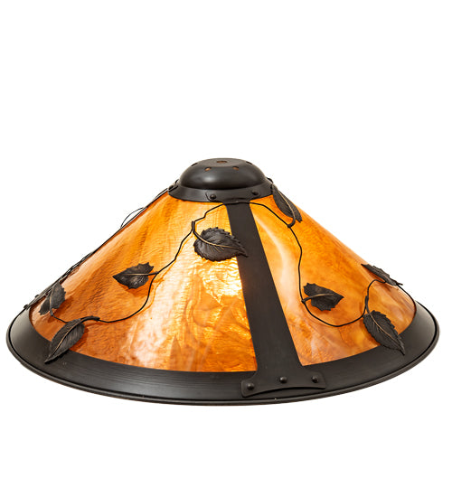 Meyda Lighting Vine Leaf 16" Craftsman Brown Frame With Honey Amber Shade Glass