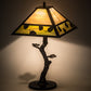 Meyda Lighting Vine Leaf 24" Craftsman Brown Table Lamp With Green & Beige Iridescent Shade Glass