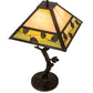 Meyda Lighting Vine Leaf 24" Craftsman Brown Table Lamp With Green & Beige Iridescent Shade Glass