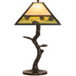 Meyda Lighting Vine Leaf 24" Craftsman Brown Table Lamp With Green & Beige Iridescent Shade Glass