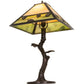Meyda Lighting Vine Leaf 24" Craftsman Brown Table Lamp With Green & Beige Iridescent Shade Glass