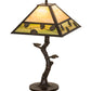 Meyda Lighting Vine Leaf 24" Craftsman Brown Table Lamp With Green & Beige Iridescent Shade Glass