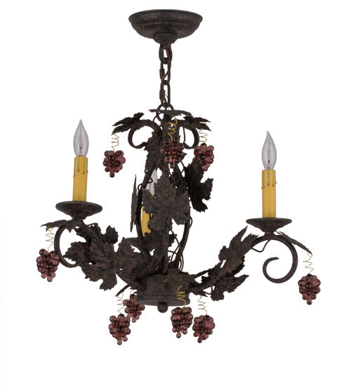 Meyda Lighting Vineyard 18" 3-Light Coffee Bean Chandelier With Faux Candlelight