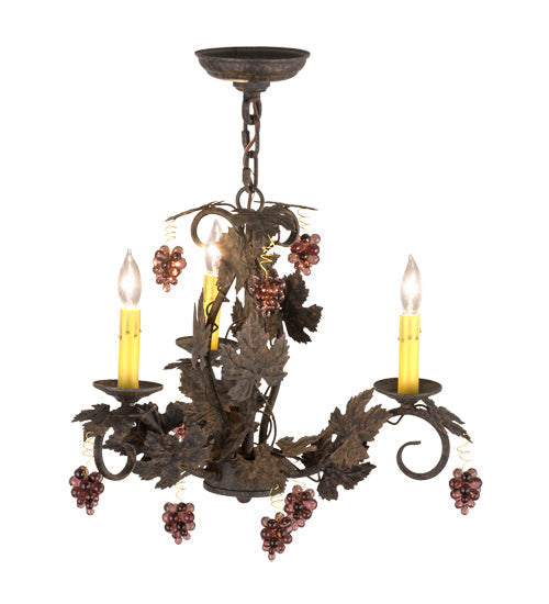 Meyda Lighting Vineyard 18" 3-Light Coffee Bean Chandelier With Faux Candlelight