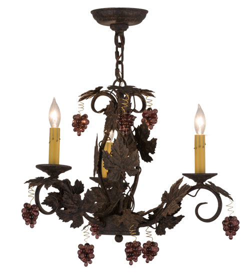 Meyda Lighting Vineyard 18" 3-Light Coffee Bean Chandelier With Faux Candlelight