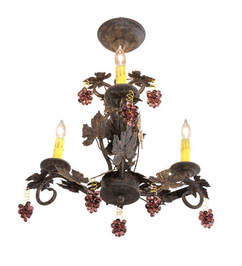 Meyda Lighting Vineyard 18" 3-Light Coffee Bean Chandelier With Faux Candlelight