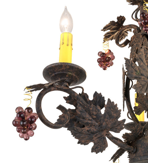 Meyda Lighting Vineyard 18" 3-Light Coffee Bean Chandelier With Faux Candlelight