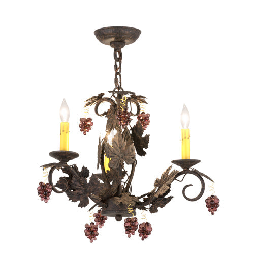 Meyda Lighting Vineyard 18" 3-Light Coffee Bean Chandelier With Faux Candlelight