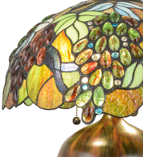 Meyda Lighting Vinifera 22" 2-Light Mahogany Bronze Table Lamp With Multi-Colored Shade Glass
