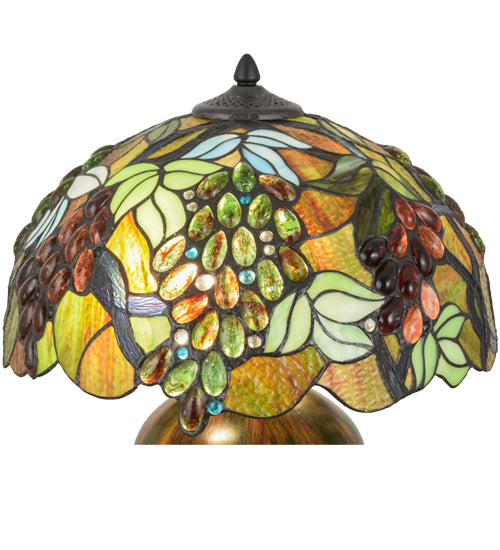 Meyda Lighting Vinifera 22" 2-Light Mahogany Bronze Table Lamp With Multi-Colored Shade Glass
