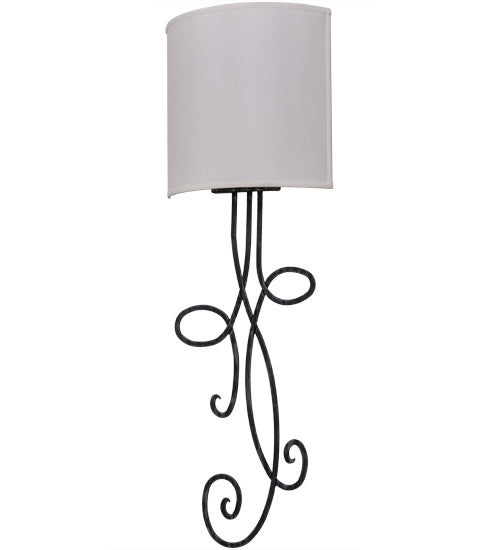 Meyda Lighting Volta 12" 2-Light Antique Iron Gate Wall Sconce With White Eggshell Textrene Shade
