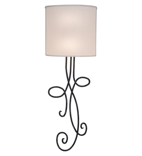 Meyda Lighting Volta 12" 2-Light Antique Iron Gate Wall Sconce With White Eggshell Textrene Shade
