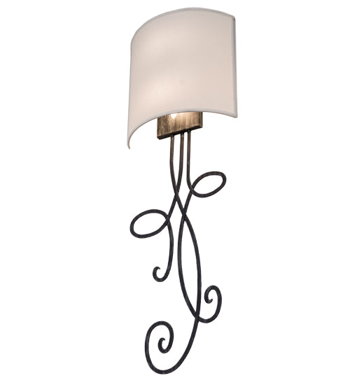 Meyda Lighting Volta 12" 2-Light Antique Iron Gate Wall Sconce With White Eggshell Textrene Shade
