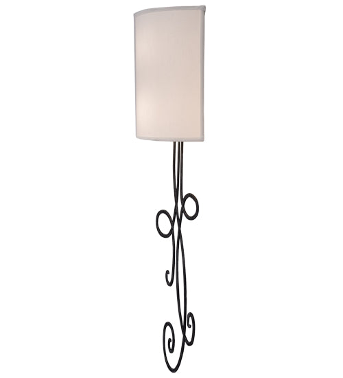 Meyda Lighting Volta 12" 2-Light Antique Iron Gate Wall Sconce With White Eggshell Textrene Shade