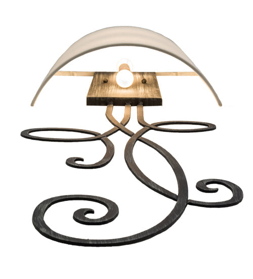 Meyda Lighting Volta 12" 2-Light Antique Iron Gate Wall Sconce With White Eggshell Textrene Shade