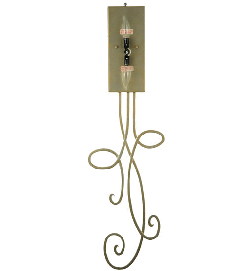 Meyda Lighting Volta 12" 2-Light Champagne Metallic Wall Sconce With Eggshell Textrene Shade