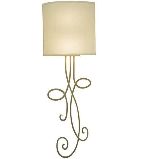 Meyda Lighting Volta 12" 2-Light Champagne Metallic Wall Sconce With Eggshell Textrene Shade