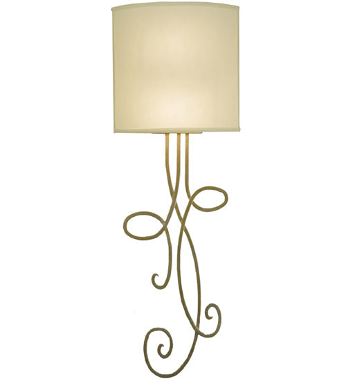 Meyda Lighting Volta 12" 2-Light Champagne Metallic Wall Sconce With Eggshell Textrene Shade