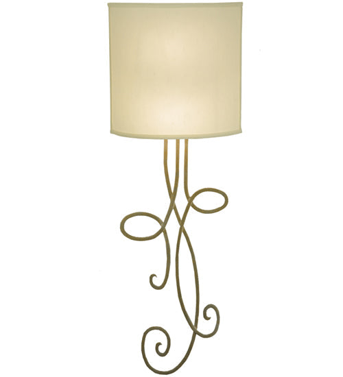 Meyda Lighting Volta 12" 2-Light Champagne Metallic Wall Sconce With Eggshell Textrene Shade