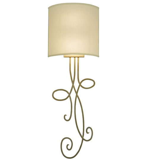 Meyda Lighting Volta 12" 2-Light Champagne Metallic Wall Sconce With Eggshell Textrene Shade