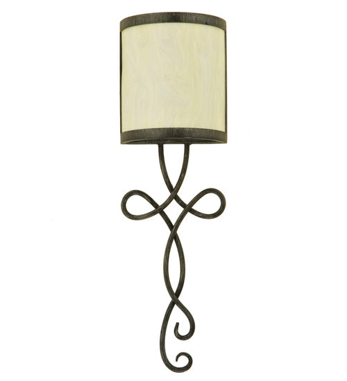 Meyda Lighting Volta 8" Antique Iron Gate Wall Sconce With Creme Carrare Idalight Shade Glass