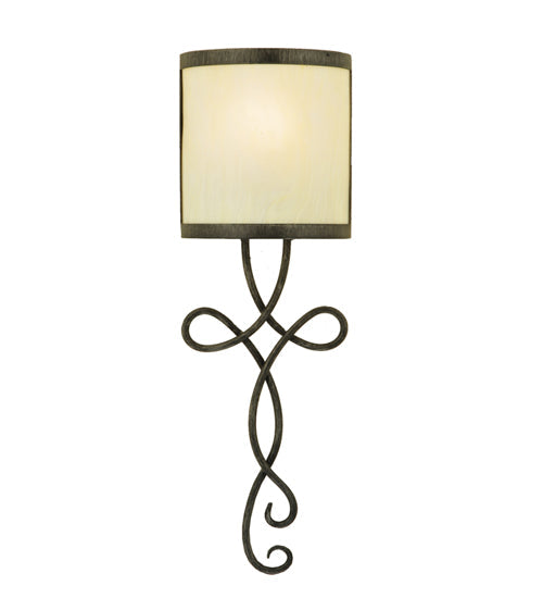 Meyda Lighting Volta 8" Antique Iron Gate Wall Sconce With Creme Carrare Idalight Shade Glass