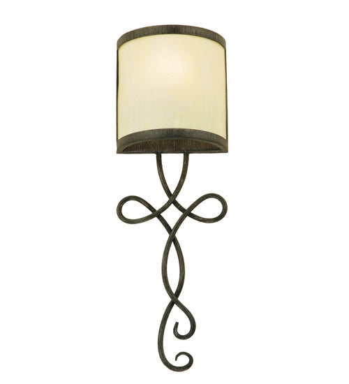 Meyda Lighting Volta 8" Antique Iron Gate Wall Sconce With Creme Carrare Idalight Shade Glass