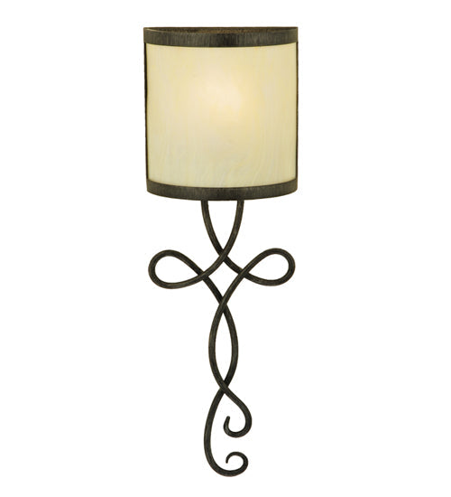 Meyda Lighting Volta 8" Antique Iron Gate Wall Sconce With Creme Carrare Idalight Shade Glass
