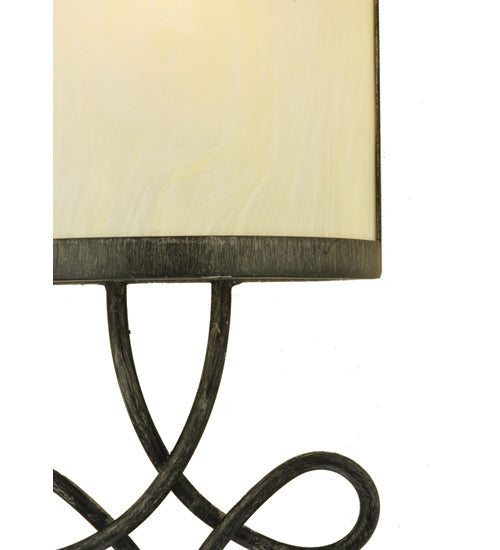 Meyda Lighting Volta 8" Antique Iron Gate Wall Sconce With Creme Carrare Idalight Shade Glass