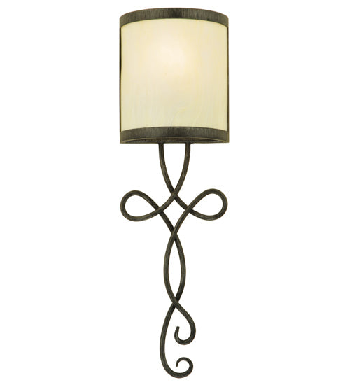 Meyda Lighting Volta 8" Antique Iron Gate Wall Sconce With Creme Carrare Idalight Shade Glass