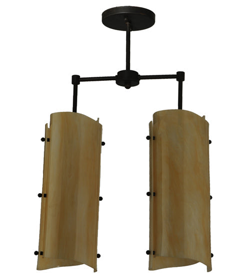 Meyda Lighting Vortex 16" 2-Light Coffee Bean Island Pendant Light With Sahara Taupe Idalight Shade Glass