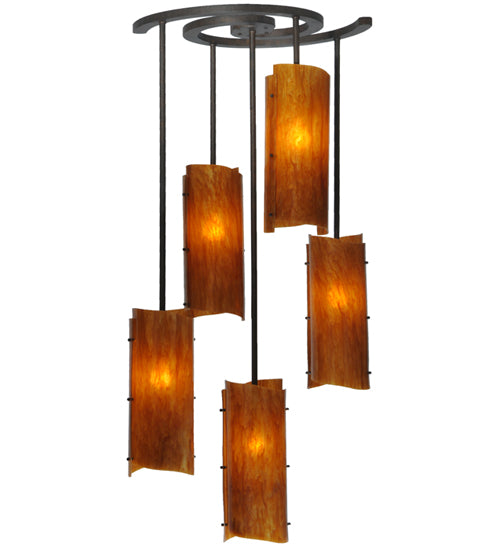Meyda Lighting Vortex 34" 5-Light Coffee Bean Chandelier With Ambra Siena Idalight Shade