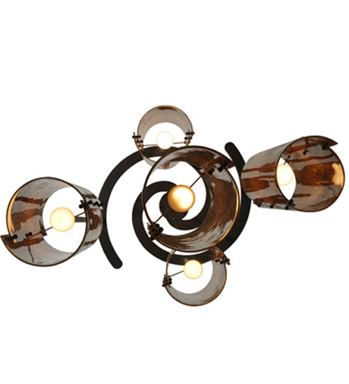 Meyda Lighting Vortex 34" 5-Light Coffee Bean Chandelier With Ambra Siena Idalight Shade