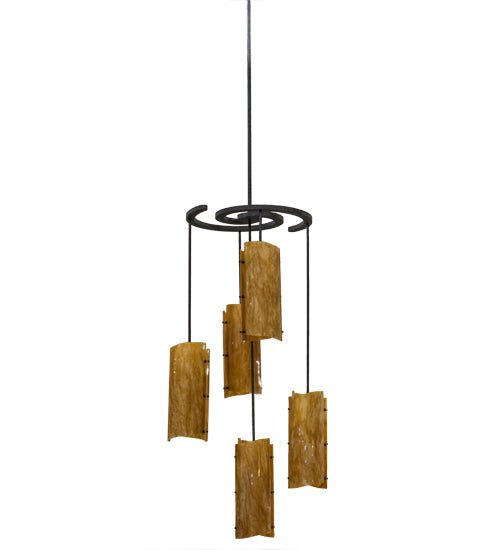 Meyda Lighting Vortex 34" 5-Light Coffee Bean Chandelier With Ambra Siena Idalight Shade