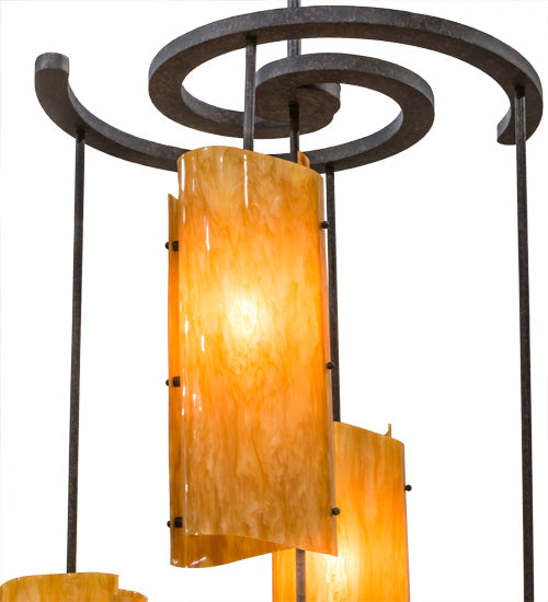Meyda Lighting Vortex 34" 5-Light Coffee Bean Chandelier With Ambra Siena Idalight Shade